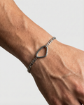 Silver Figaro Chain Key Fob Bracelet