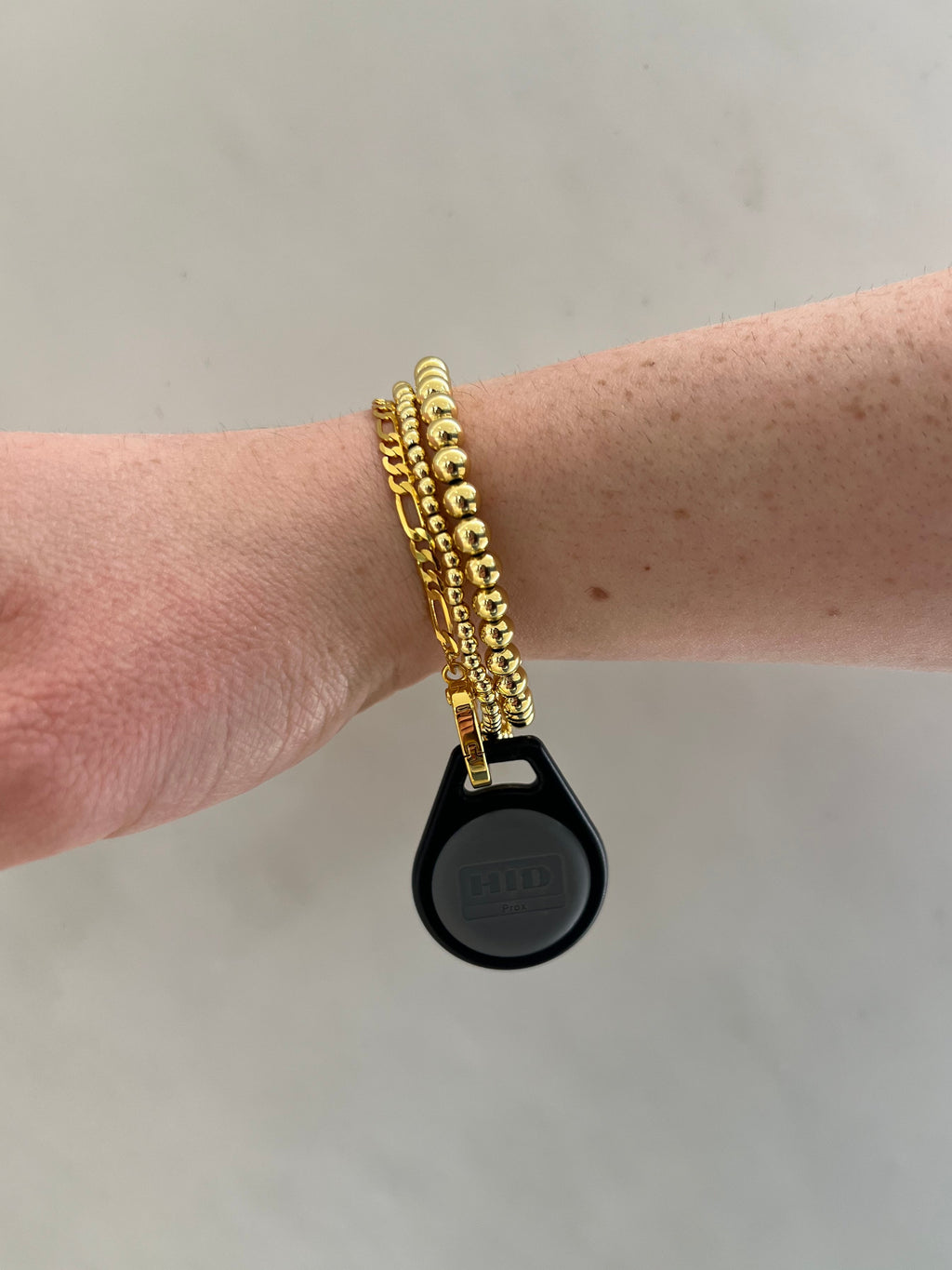 Gold Figaro Chain Key Fob Bracelet